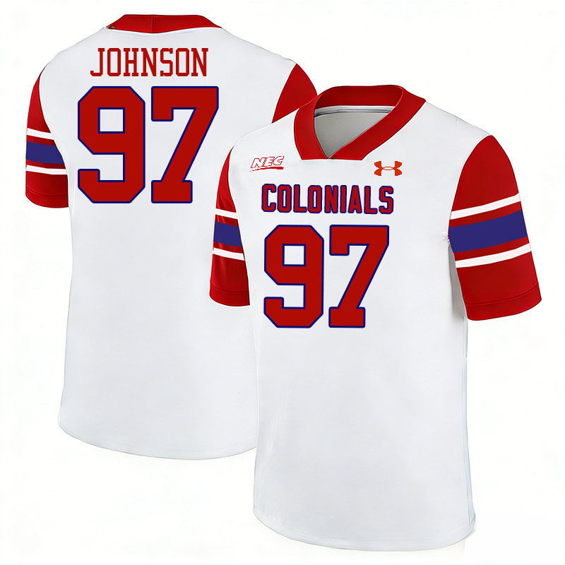 Robert Morris Colonials #97 Ameer Johnson College Football Jerseys,Uniforms Stitched-White